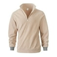 thumbnail image 2 of gbyLJF Men's Fleece Lined Sweatshirts Quarter Zipper Long Sleeve Pullover Hoodie Solid Color Stand Collar Warm Blouse, 2 of 8