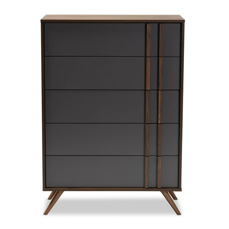 naoki modern 6-drawer dresser Baxton Studio Naoki Modern and Contemporary Two-Tone Grey and Walnut  Finished Wood 6-Drawer Bedroom Dresser