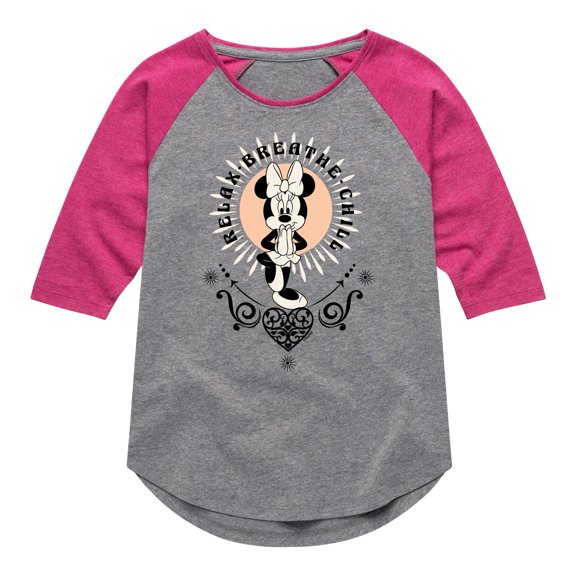 Mickey & Friends - Relax Breathe Chill - Toddler And Youth Girls Raglan Graphic T-Shirt