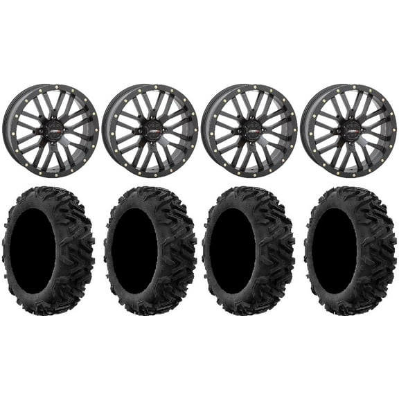 System 3 ST-3 Black 20" Wheels 34" Moto MTC Tires Sportsman RZR Ranger