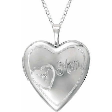 Diamond Accent Sterling Silver Heart-Shaped Locket Pendant