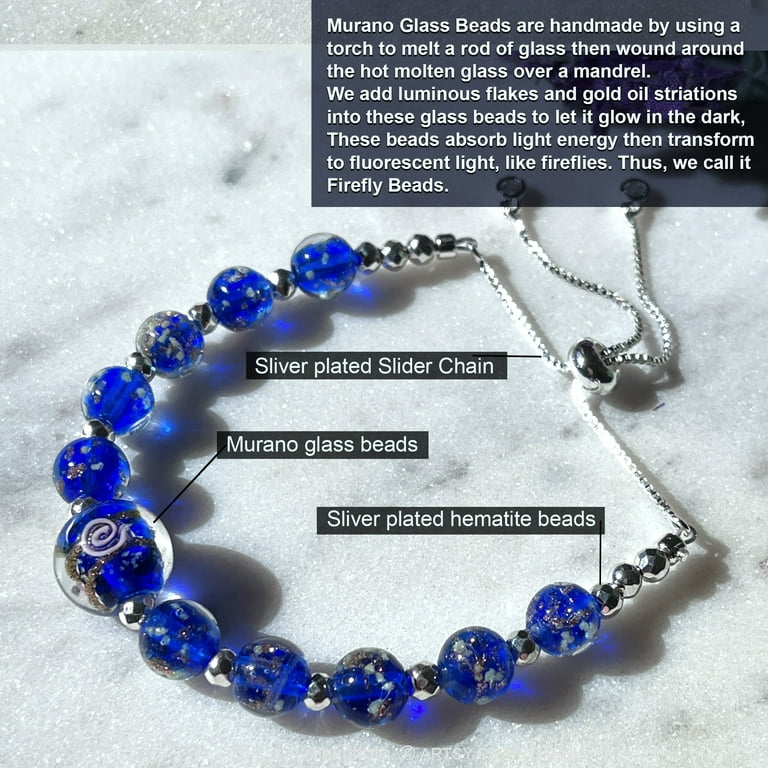 Artsy Crafts Glow in The Dark Firefly Beads Bracelets Necklaces Murano Glass Beads Jewelry Crystal Birthstone Lampwork Luminous Glass Beads