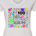 thumbnail image 4 of Inktastic 100 Days of School Pastel Stars Women's V-Neck T-Shirt, 4 of 5