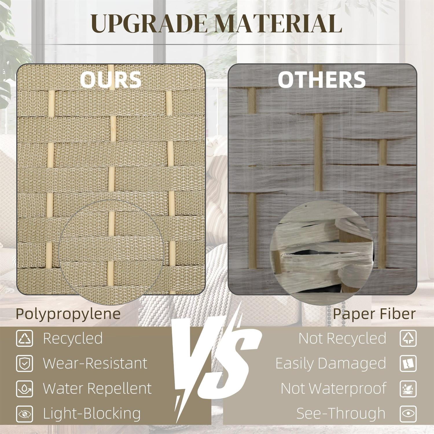 Demi Bonn 4 Panel Folding Room Divider Screen, 5.6' Tall Privacy Screen, Home Office Partition, Space Saving Design, Easy to Assemble, Beige