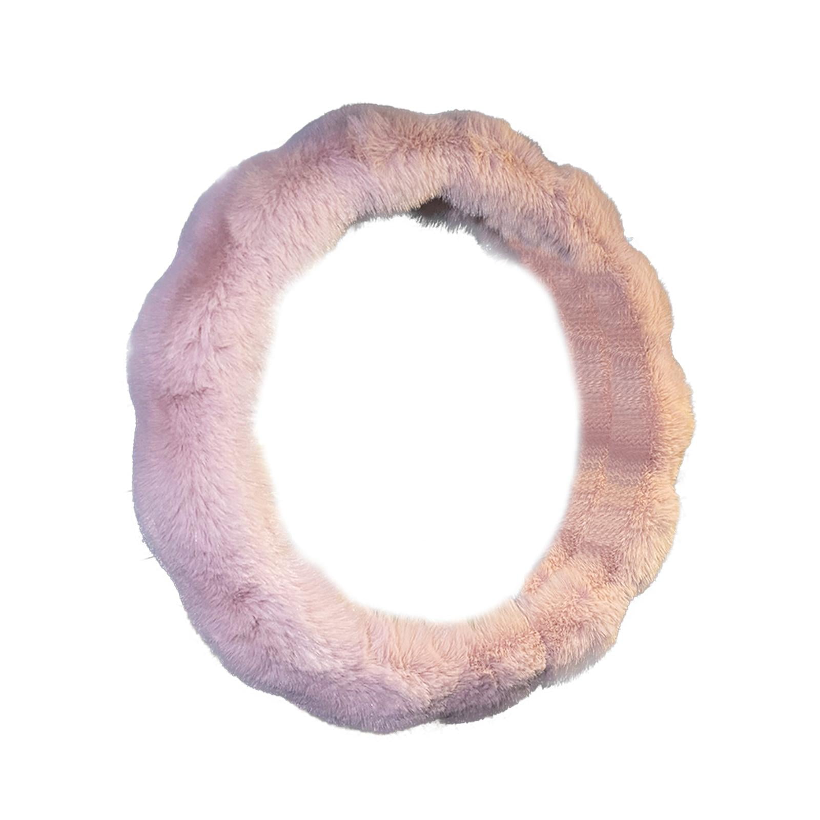 Wzmzjy 15" Soft Plush Car Steering Wheel Cover Wear Resistant Anti Slip Simple Assembly Pink