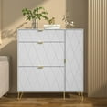 thumbnail image 6 of Eclife Flip Drawers Entryway Shoes Cabinets with Doors Narrow Slim 20 Pair 3 Tier Shoe Rack Freestanding Modern Shoes Storage Organizer Shelves, White, 6 of 9