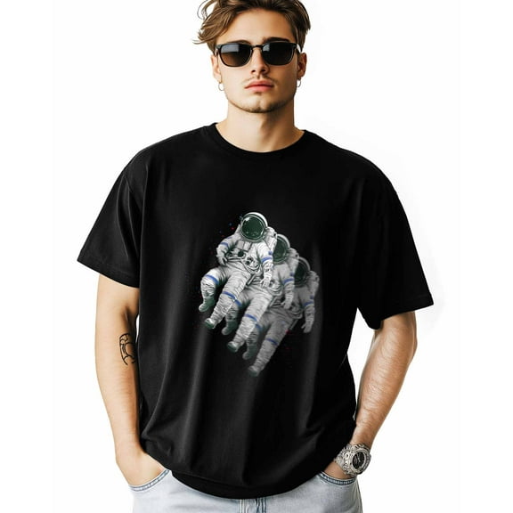 Men's T-Shirt Space Silhouette Short Sleeve Casual Tee Classic Crew Neck T-Shirt for Men, L