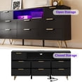 thumbnail image 6 of Danolapsi Dresser TV Stand, 8 Drawer Dresser with Power Outlet & LED Light, Modern Wood Chest of Drawers for Bedroom, Living Room, Closet, Hallway, 6 of 9