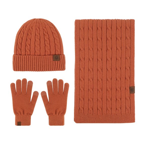 suxuMhao Hat Scarf Glove Set - 1 Set, One Size, Orange, Winter Scarves, Winter Hat, Knitted Hat, Warm Gloves/Winter Gloves/Knit Gloves, Soft Acrylic Material, Warm for Cold Weather
