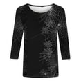 thumbnail image 3 of Hvot&aat Women Halloween Shirt 3/4 Sleeves Day of Dead T-Shirts Pumpkin/Bat/Spiderweb Loose Casual Tops, 3 of 4