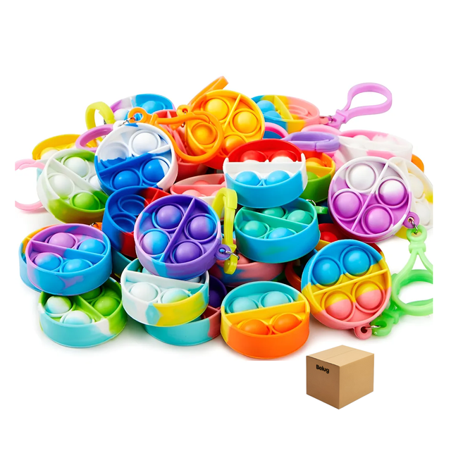48 Pcs De Niños Pop Push It Llavero Juguete Antiestrés Belug, Multicolor