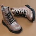 thumbnail image 3 of DADAWEN Boys Girls Combat Boots Toddler Ankle Boots Glitter Tan 12 Little Kid, 3 of 6
