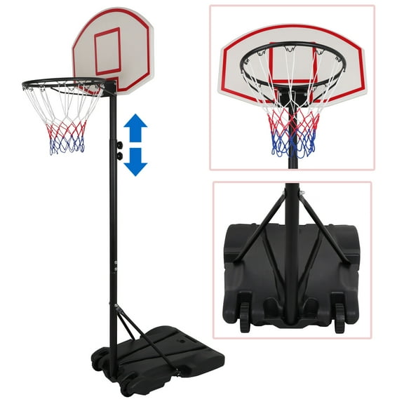 ZenStyle 5ft-7ft Adjustable Height 28" Portable Basketball System with Backboard