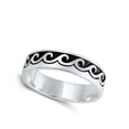 thumbnail image 4 of Oxidized Sky Ocean Wave Wedding Ring .925 Sterling Silver Band Jewelry Female Male Unisex Size 9, 4 of 4