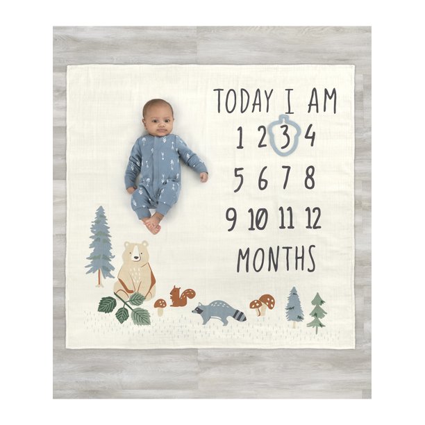 Modern Moments by Gerber Baby Boy Milestone Blanket & Frame Set, 2