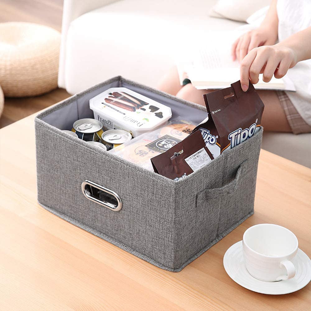 Collapsible Fabric Storage Bin With Handle Lid Foldable Box Linen Large  Container Organizer For Home Clothes Storage, Coffee 