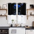 thumbnail image 2 of Blue Roses Kitchen Curtains Small Short 39 Inch Length, Modern Art Splash Flowers Butterfly Grommet Top Bedroom Living Room Curtains, Light Filtering Cafe Curtain Drapes 2 Panels Set 55''x39'', 2 of 9