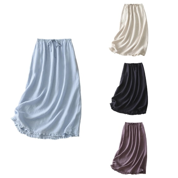 Antinious Women Solid Elegant Stylish Classic Versatile Mid-Calf Skirts
