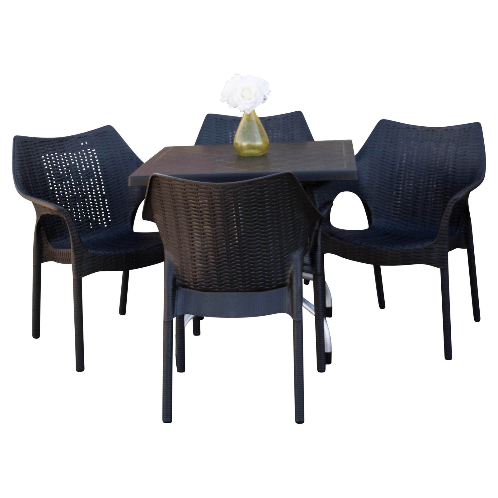 Strata Furniture Lyra Resin 5 Piece Patio Dining Set with Carina Chairs