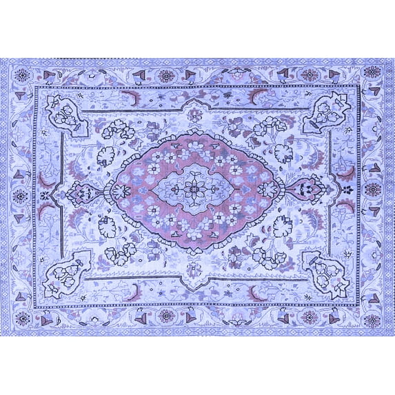 Ahgly Company Machine Washable Indoor Rectangle Medallion Blue Traditional Area Rugs, 2' x 4'