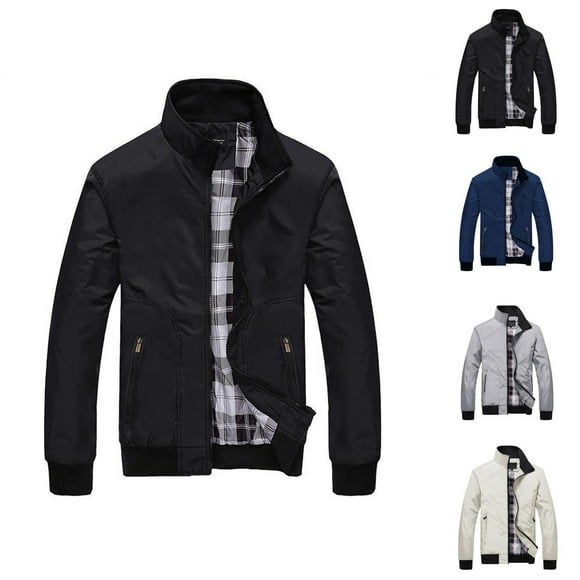 Baseball Jackets for Men 2025 Lightweight Long Sleeve Stand Collar Zip Up Jacket with Pockets Outerwear Coat