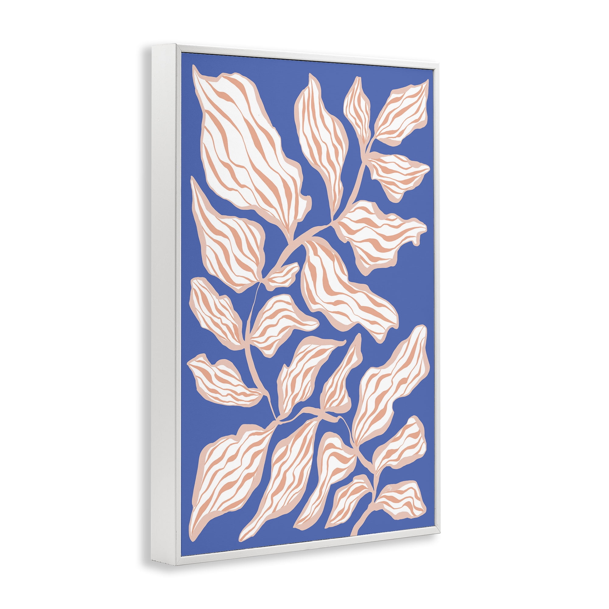 Stupell Industries Curving Leaves Impression Botanical & Floral Painting White Framed Art Print Wall Art, 16 x 24