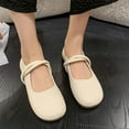 thumbnail image 6 of Lovskoo 2024 Women's Ballet Flat Shoes Dress Shoes Slip On Round Toe Soybean Soft Bottom Card Buckle Gentle Flat Elegant Shallow Mouth Single Soft Bottom Non-Slip Flat Shoes Beige, 6 of 8