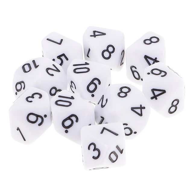 10 dados poliédricos D10, accesorios para fiestas, juguetes, juegos, apuestas, regalo, nuevo Blanco