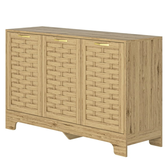 Storage Cabinet with 3 Doors, Wood Sideboard Buffet Storage with Adjustable Shelf, Anti-tip Kit Accent Cabinet for Living Room, Hallway, Entryway, Dining Room, Bedroom