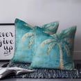 thumbnail image 2 of 20x20 Pillow Covers Set of 2, Green Tree Coastal Beach Throw Pillow Covers Decorative Couch Cushion Case, Vintage Tropical Plant Microfiber Square Pillowcases for Bedroom Car Living Room, 2 of 7