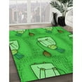 thumbnail image 3 of Ahgly Company Machine Washable Indoor Square Transitional Neon Green Area Rugs, 5' Square, 3 of 7