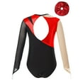 thumbnail image 2 of renvena Body de Danse Athlétique à Manches Longues en Maille avec Strass Brillant pour Filles Rouge 10, 2 of 5