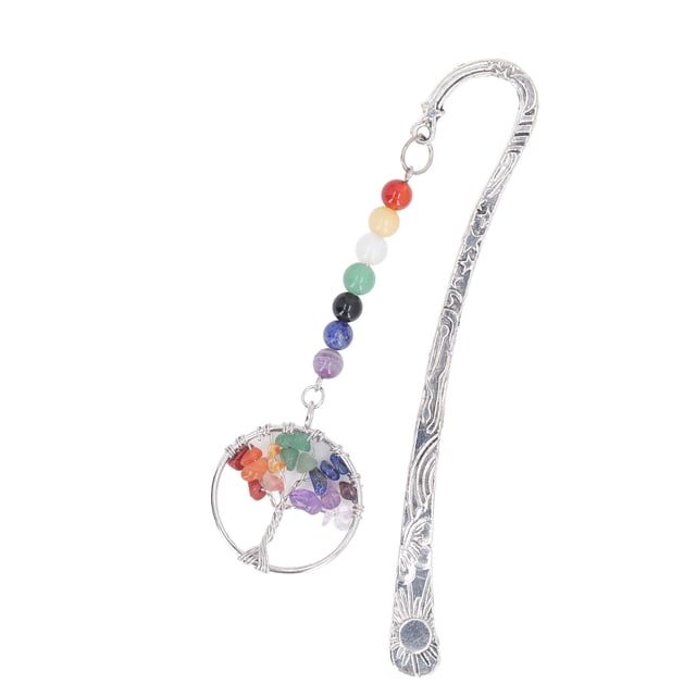 Chakra Bookmark,Colorful Bead Decor Bookmark Delicate Surfaces Beading Bookmarks Antique Copper Metal Book Mark For Student Or Teacher