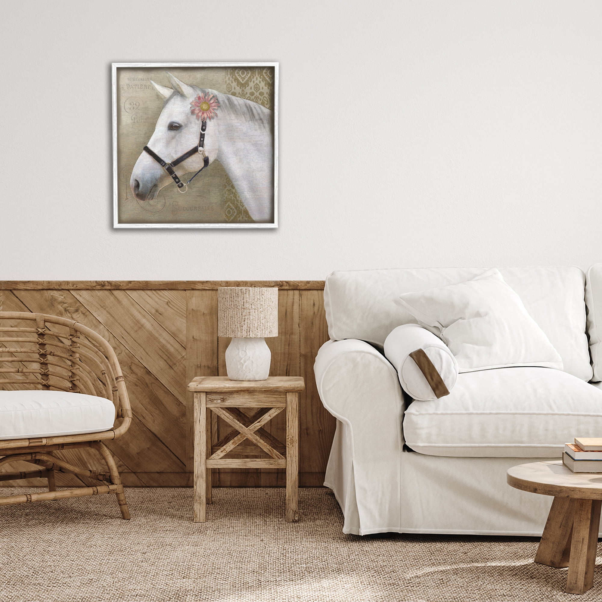 Stupell Industries Boho Barnyard Horse White Framed Giclee Art, design by Suzanne Nicoll