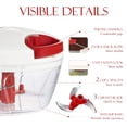 thumbnail image 3 of Manual Vegetable Chopper Garlic Grinder, hand Food Processor, Portable Speed Mincer for Veggies, Onion, Garlic, Ginger, Fruits, Nuts, Herbs etc, 2 Cup, White with Red Pull Cord, 3 of 12
