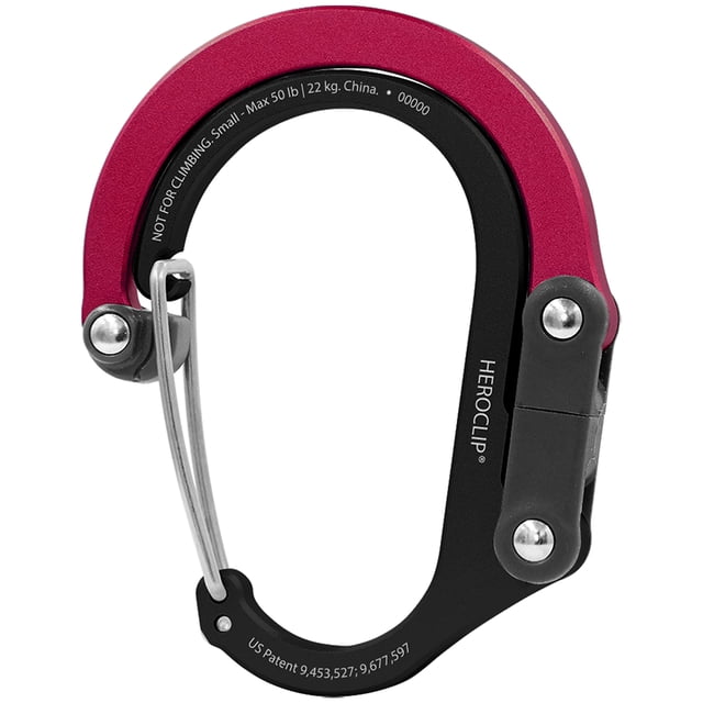 Carabina GEAR AID HEROCLIP Pequeña, Carga de 22 kg, Negro/Rojo