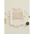 thumbnail image 2 of FEORJGP Infant Baby Girl Summer Romper Kids 0-18M Outfit Newborn Short Sleeve Jumpsuit Round Neck Letter Print Bodysuit Toddler Loose Casual Clothes Daily, 2 of 9
