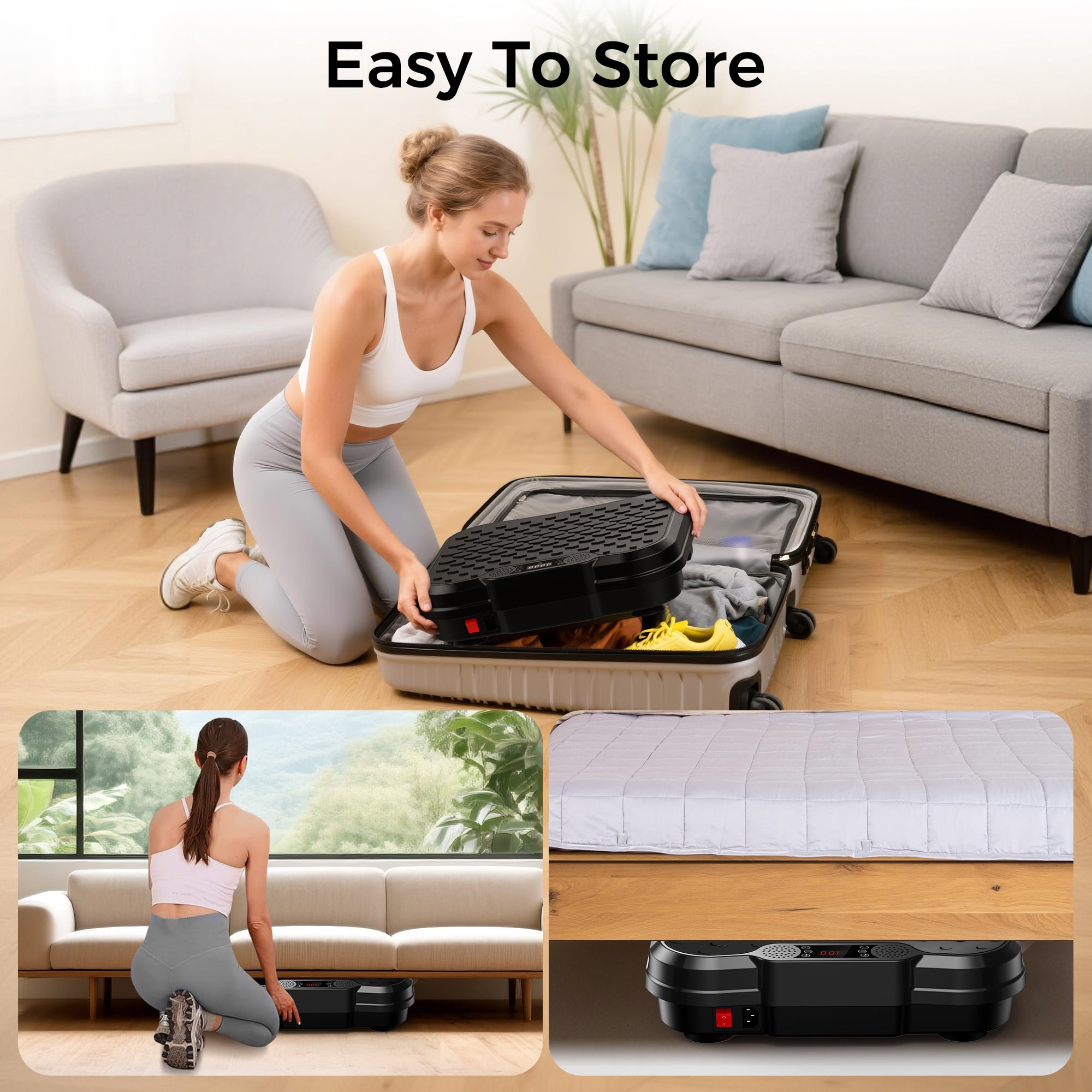 Tomile Vibration Plate Exercise Machine, Body Workout Fitness Platform with Resistance Bands, Bluetooth Speaker, 330lbs Capacity