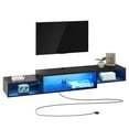 thumbnail image 6 of 59" Floating TV Stand with LED Lights & Power Outlet for 60 inch TV, Wall Mounted Media Console Entertainment Center, Black, 6 of 8