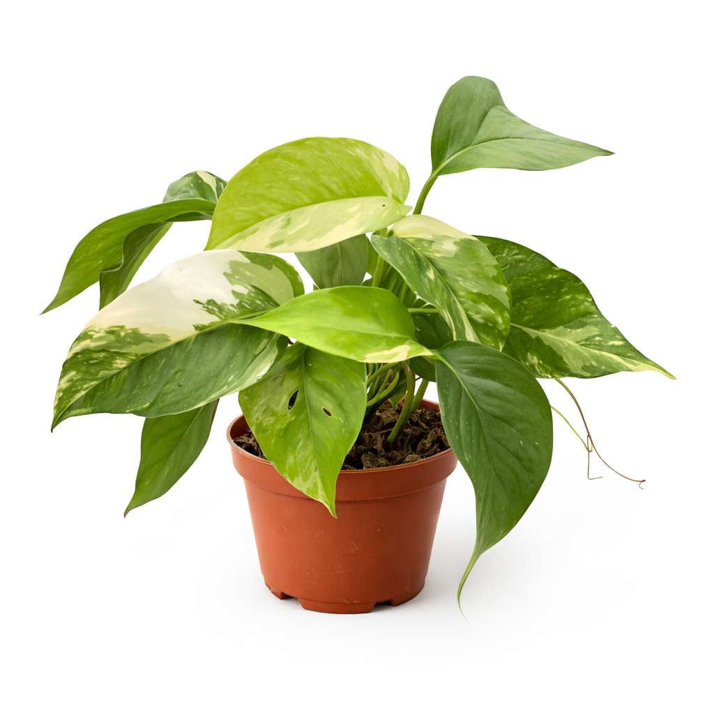 Pothos Albo Variegata Live Plant for Indoor | Different Houseplants in 4'' & 6'' Pot | Real House Plant for Living Room, Office, Desk & Bathroom | Epipremnum pinnatum