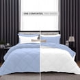 thumbnail image 2 of D.N.G. BEDDINGS 5 Piece Luxury Reversible Diamond Pattern Comforter Set Premium Super Soft, All Season 800 TC, 100% Egyptian Cotton Twin/Twin XL Size Light Blue/White Solid Color, 2 of 7