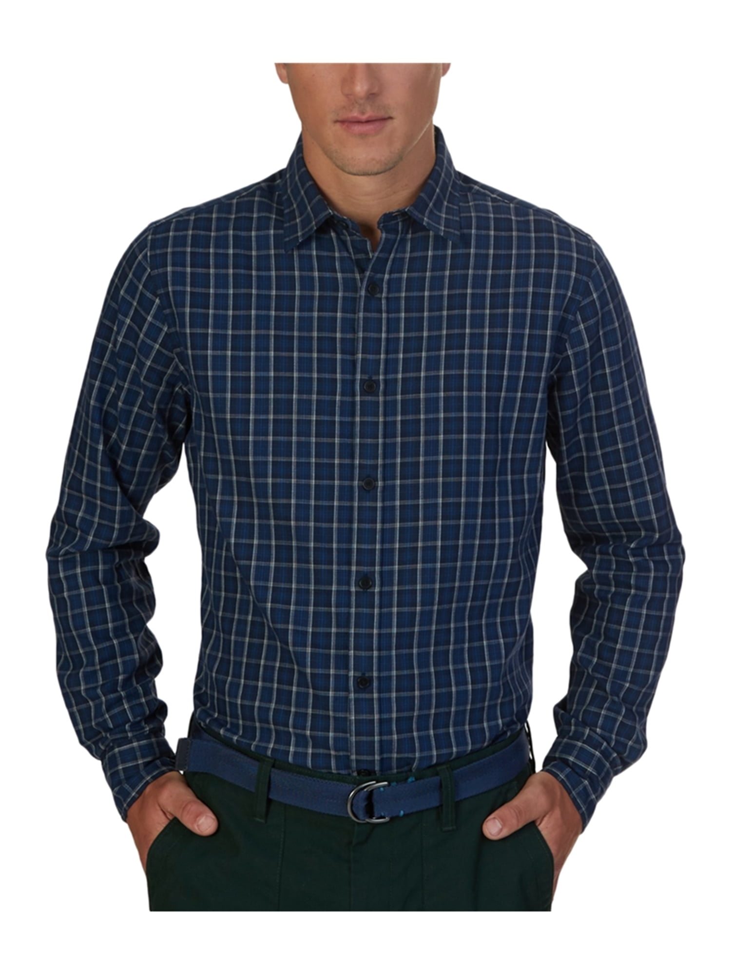 Nautica Mens Small Plaid Button Up 