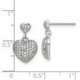 thumbnail image 2 of 925 Sterling Silver Rhodium Plated Pave Cubic Zirconia Love Heart Dangle Post Earrings 16.6x10.6mm Wide Dangle Earring f, 2 of 2