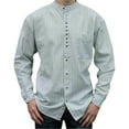 thumbnail image 2 of Men's Irish Grandfather Shirt- Long Sleeve, Green and Gray Pinstripe, X-Large, 2 of 4