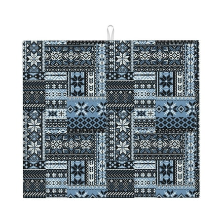 

Pofeuu Snowflake Vintage Pattern Print Ultra Water Absorbent Microfiber Dish Drying Mat Drying Mat for Kitchen Kitchen Counter Accessories