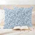 thumbnail image 3 of Blue Flowers Outdoor Waterproof Pillow Covers, Farmhouse Botanical White Floral Leaves Decorative Square Throw Pillowcase Sofa Cushion Sham for Patio/Couch/Chair, 26"x26" 2 Pack, 3 of 8
