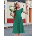 thumbnail image 6 of Arshiner Girls Dress Sweet Casual Flutter Sleeve A-Line Button Down Sundress Casual Midi Dresses, 6 of 6