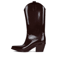 thumbnail image 2 of Jeffrey Campbell Thundrstrm Brown Shiny Squared Closed Toe Pull On Rain Boot (Brown Shiny, 8), 2 of 5