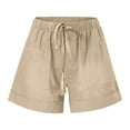 thumbnail image 5 of vigerkar Womens Plus Size Comfy Drawstring Casual Elastic Waist Pocket Loose Shorts Khaki, S, 5 of 6