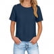 thumbnail image 3 of TaTaai Women's short sleeve crew neck top, linen cotton fabric, solid color, button cuffs, cutout detail, pullover style, casual loose fit, soft breathable, ideal for daily outings Gift, 3 of 9